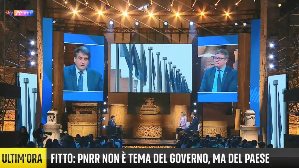 Ministro Fitto interviene all'evento "20 anni di Sky"