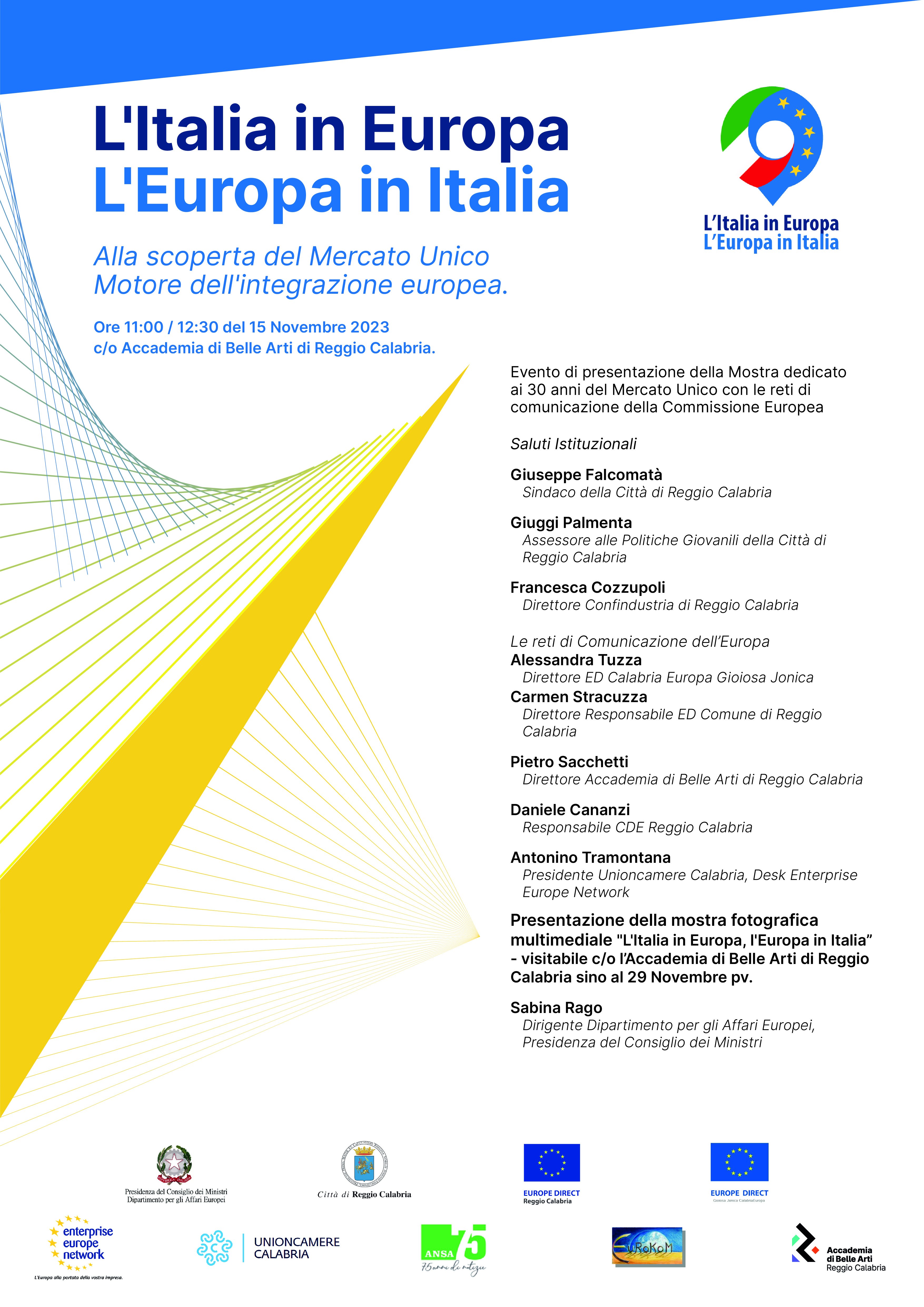 Accademia di Belle Arti di Reggio Calabria ospita la mostra "L'Italia in Europa – L'Europa in Italia"